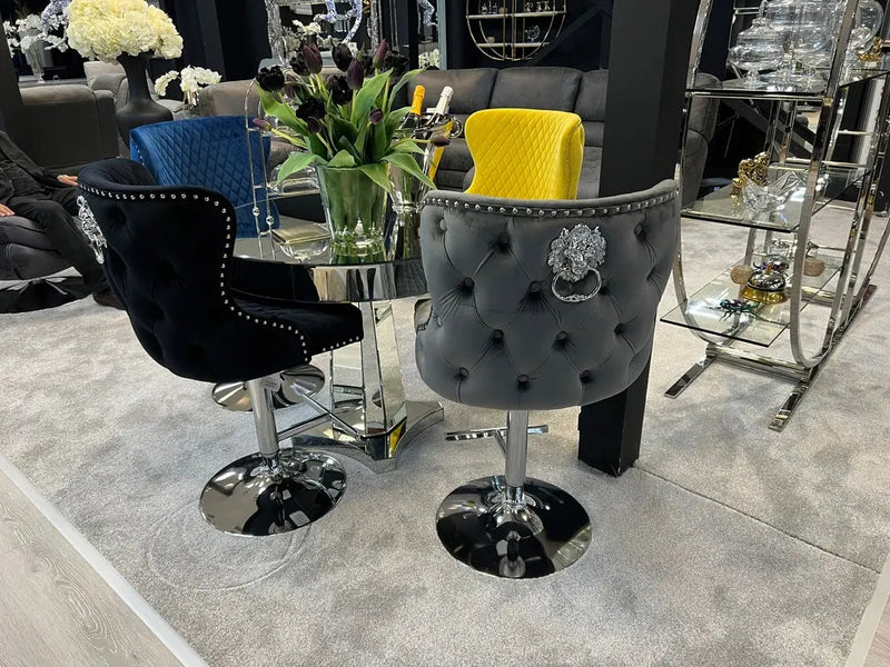 Valentino Luxury Barstool Lion Knocker Back Adjustable Height