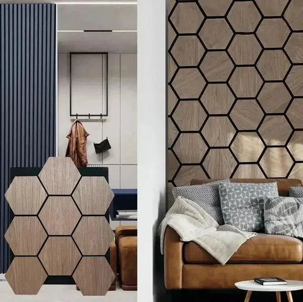 Hexagon Wood Acoustic Wall Panels F I INTERIORS