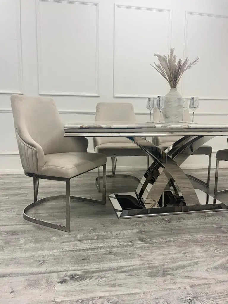 Milan 1.8m Dining Table + Chelmsford Dining Chairs – Modern Elegance