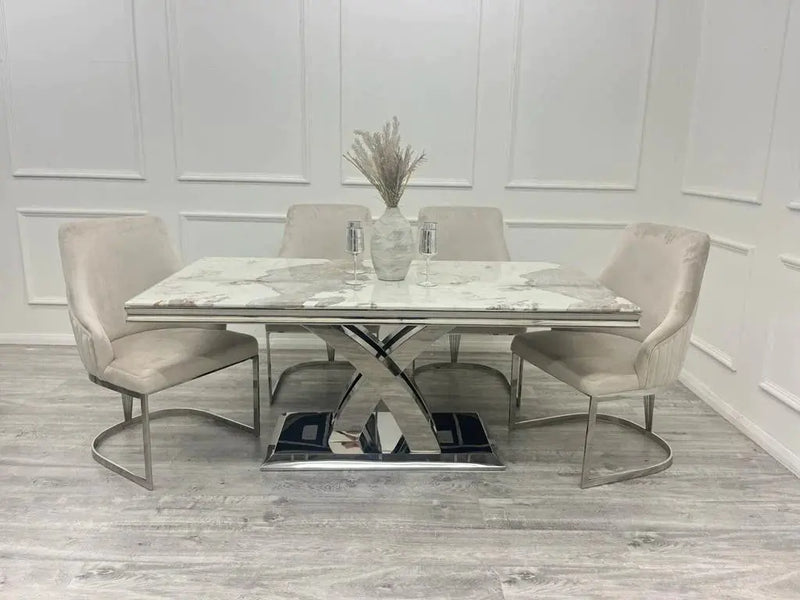 Milan 1.8m Dining Table + Chelmsford Dining Chairs – Modern Elegance