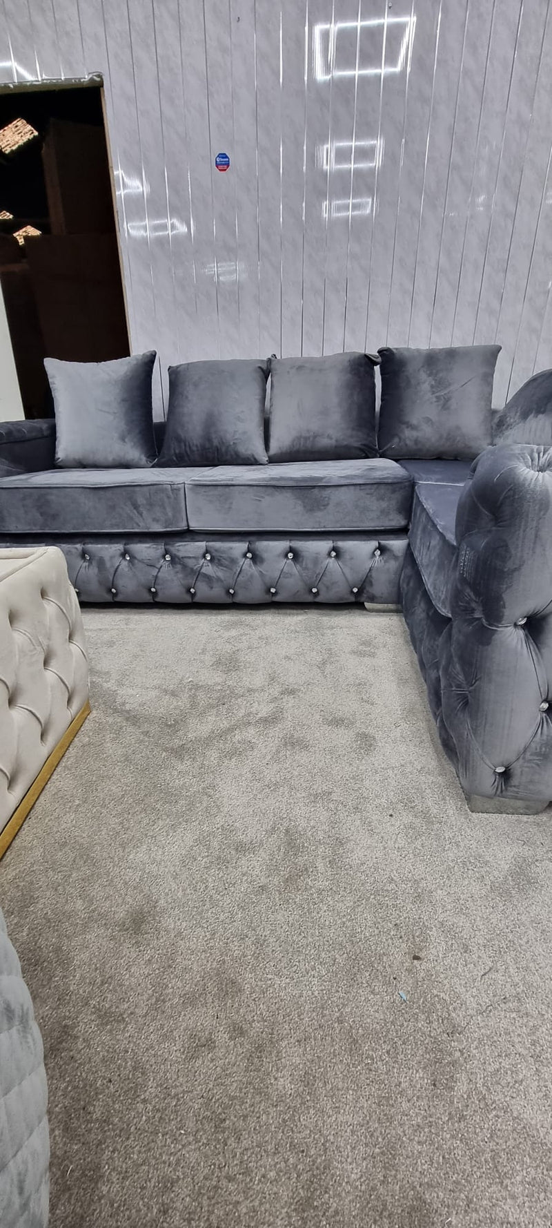 ASHTON 9FT X 6FT PREMIUM MONACO STEEL FRENCH VELVET SOFA RANGE