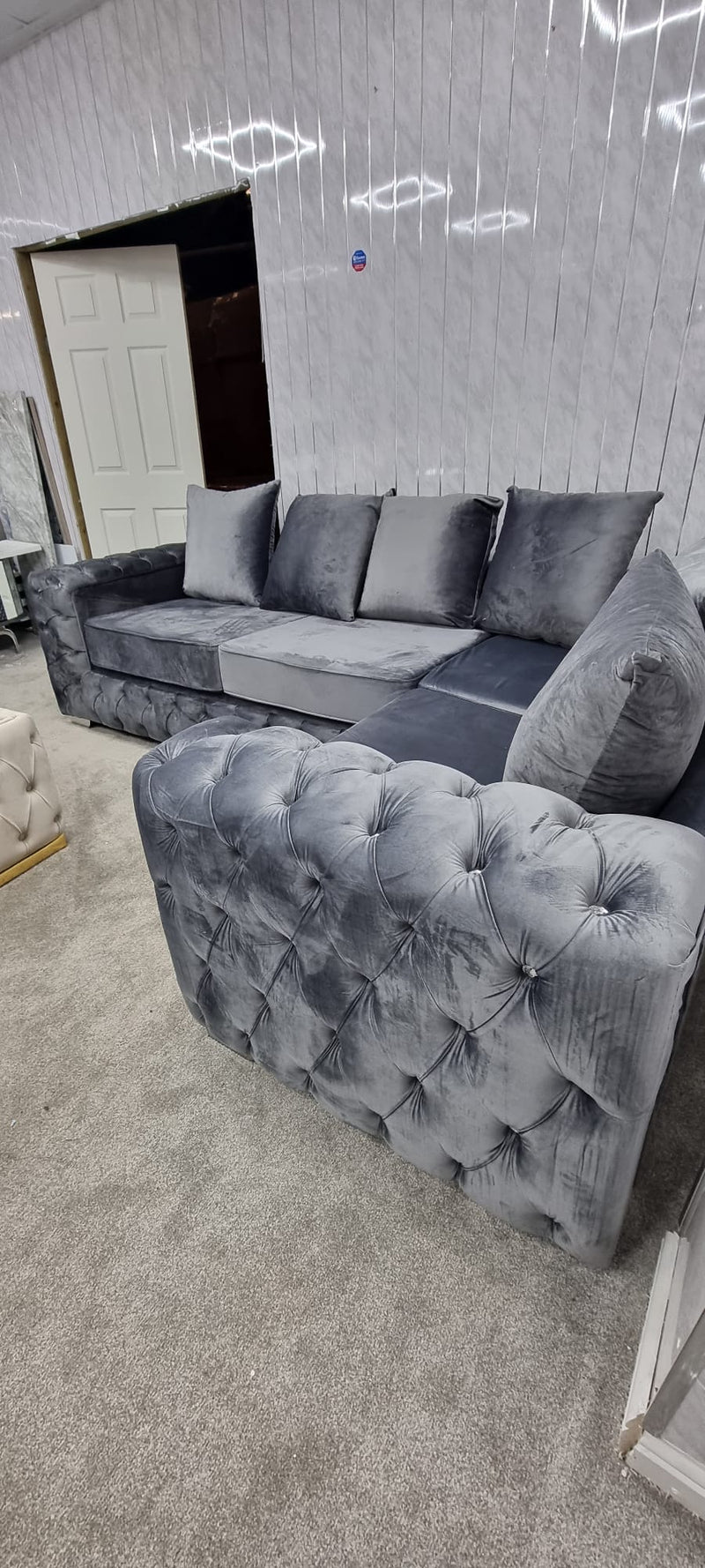 ASHTON 9FT X 6FT PREMIUM MONACO STEEL FRENCH VELVET SOFA RANGE