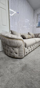 Ambassador Corner Sofa  270cm x 270cm Beige Plush Velvet