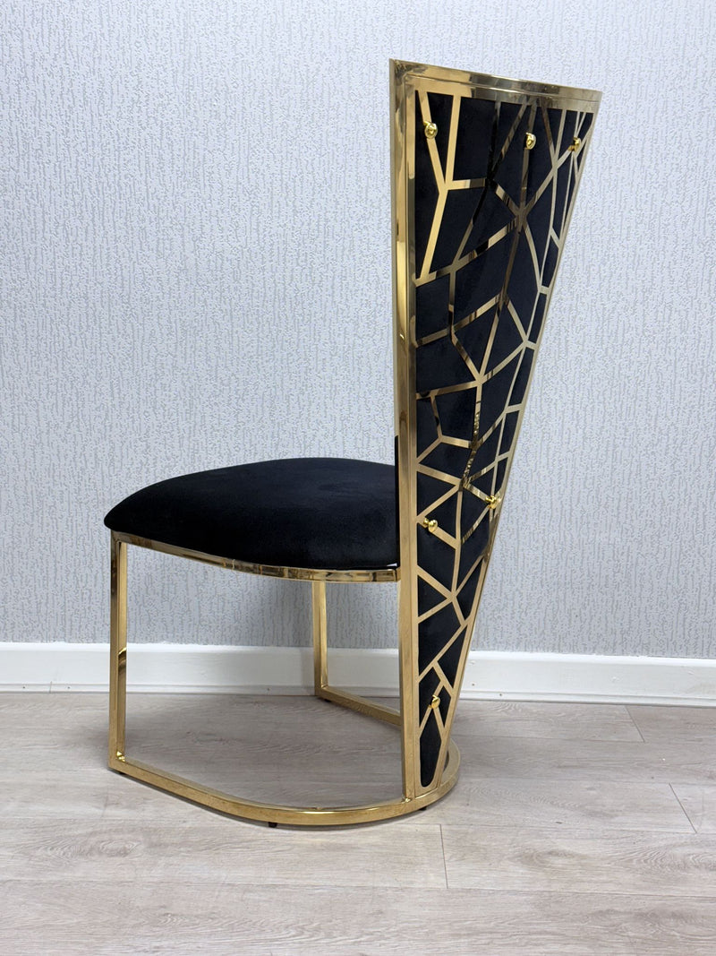 Vienna Dining Chair – Black with Gold Legs (SET OF 2)