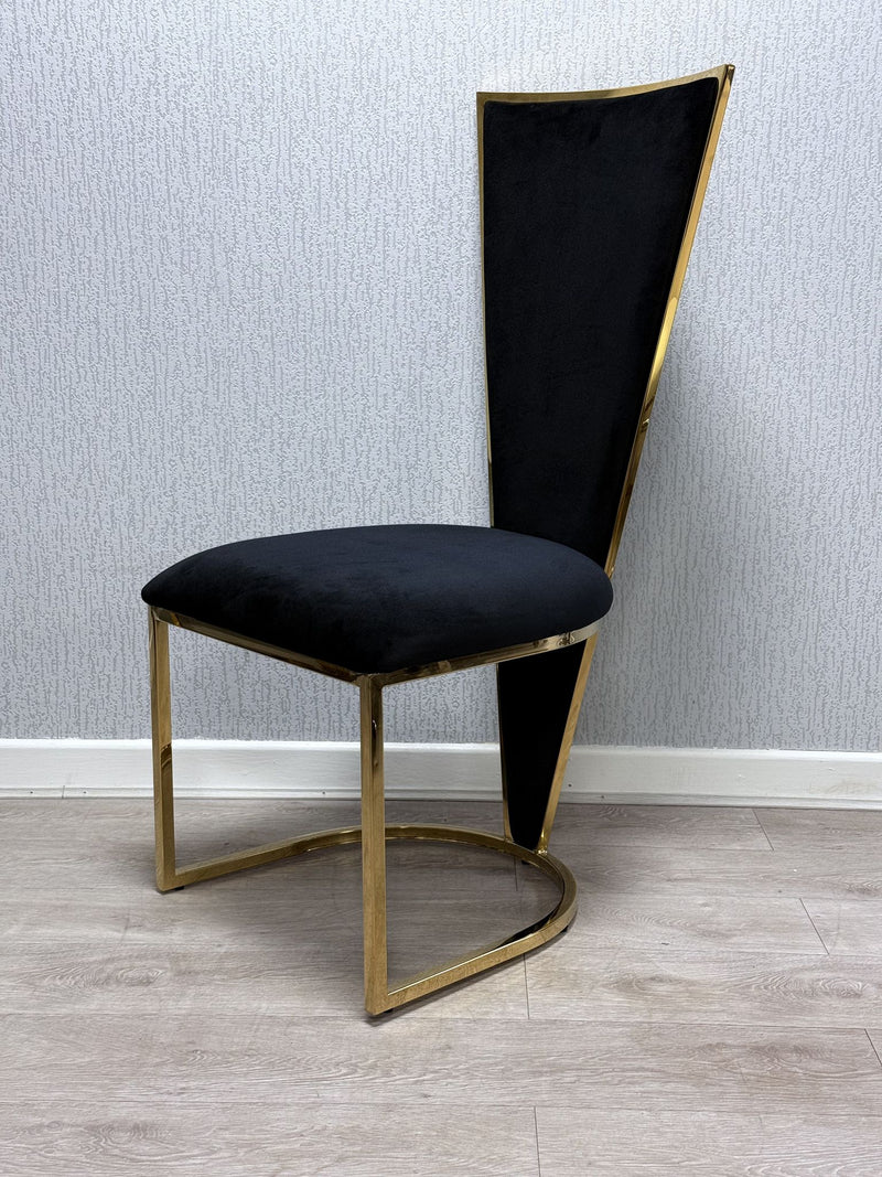 Vienna Dining Chair – Black with Gold Legs (SET OF 2)