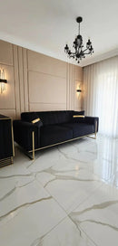 Genova 3+2 Seater Sofa Range – Black Velvet with Gold Legs | Modern Luxury Sofa CELEBRITY INTERIORS