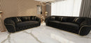 Ambassador 3+2 Seater Sofa – Black Velvet with Gold Detailing | Luxury Modern Sofa Set CELEBRITY INTERIORS