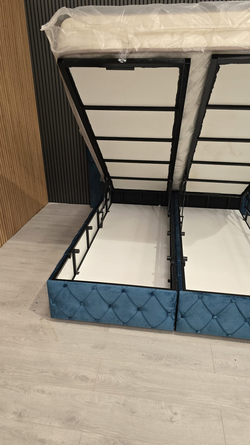 Artemest Divan Ottoman Bedframe In Teal Velvet Without Mattress