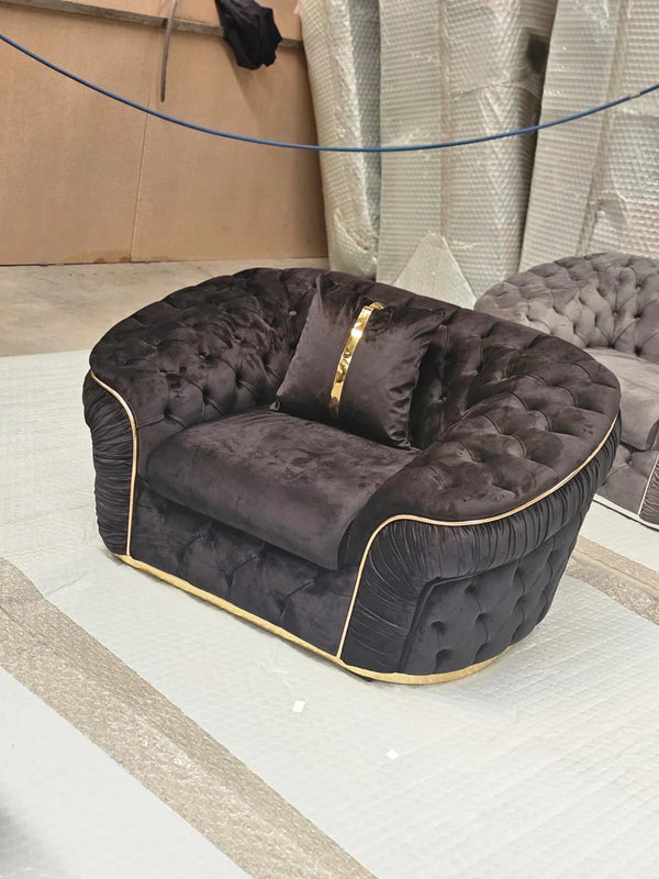 Ambassador 1 Seater Sofa Various Colours Chrome Gold Accent Living