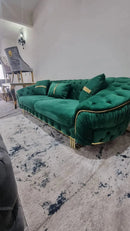 Ambassador Special 3 Seater Emerald Green And Gold