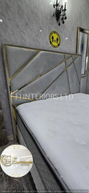 Helix Divan Bed & Mattress Set Kingsize Silver Velvet & Gold