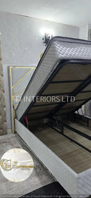 Helix Divan Bed & Mattress Set Kingsize Silver Velvet & Gold