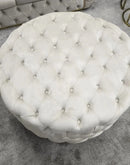 Round Upholstered Footstool (Large) – Champagne & Gold