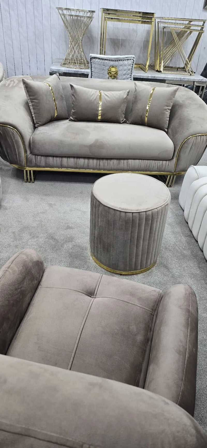 Chicago 3+2+1 Velvet Sofa Set with Footstool – Luxury Living Room Suite