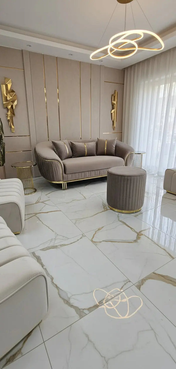 Chicago 3+2+1 Velvet Sofa Set with Footstool – Luxury Living Room Suite