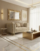 Bahrain 3+2 Seater Sofa Set – Beige Velvet with Gold Detailing & Legs | Modern Luxury Sofa