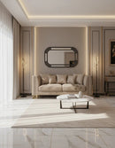 Bahrain 3+2 Seater Sofa Set – Beige Velvet with Gold Detailing & Legs | Modern Luxury Sofa