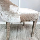 Chelsea Shimmery Velevet Dining Chair with Lion Knocker & Buttoned Back Single Sale