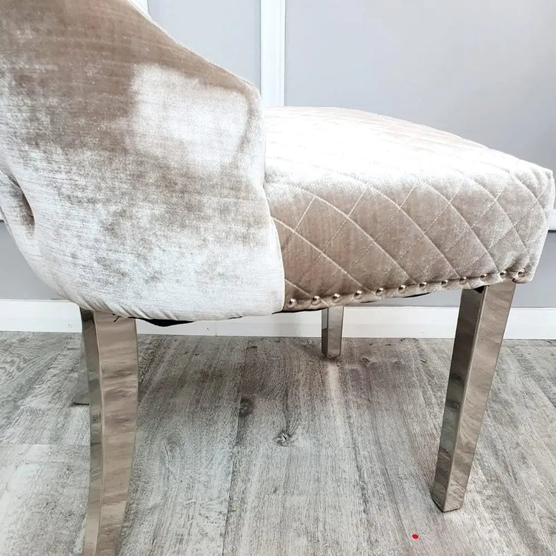 Chelsea Shimmery Velevet Dining Chair with Lion Knocker & Buttoned Back Single Sale