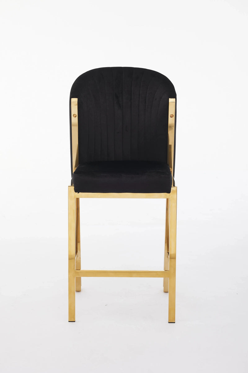 Fabio Shimmer Fabric Gold Metal Plating Barstool