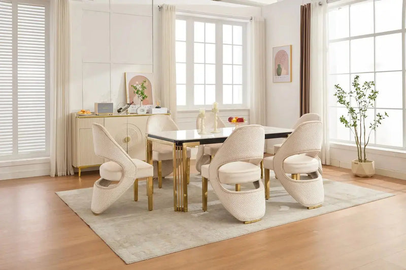Santorini Sintered Stone Dining Table & Santorini Dining Chair Set – Modern Luxury Dining Collection Celebrity Interiors