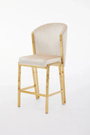 Fabio Shimmer Fabric Gold Metal Plating Barstool