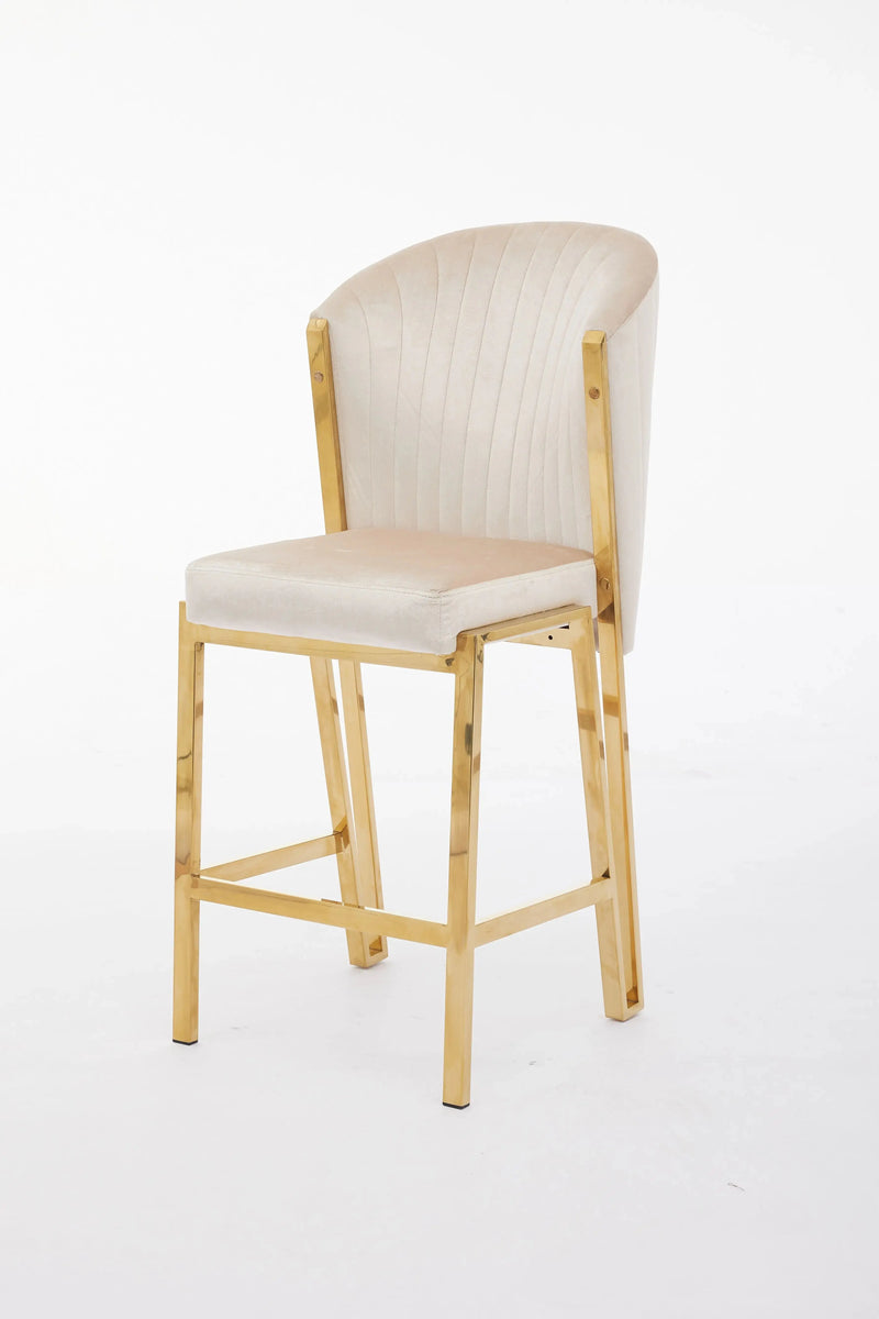 Fabio Shimmer Fabric Gold Metal Plating Barstool