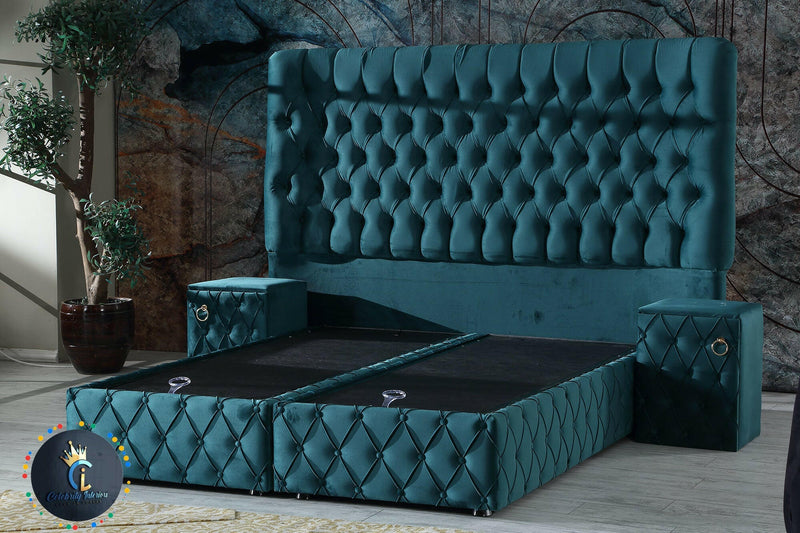 Artemest Bed In Teal Plush Velvet