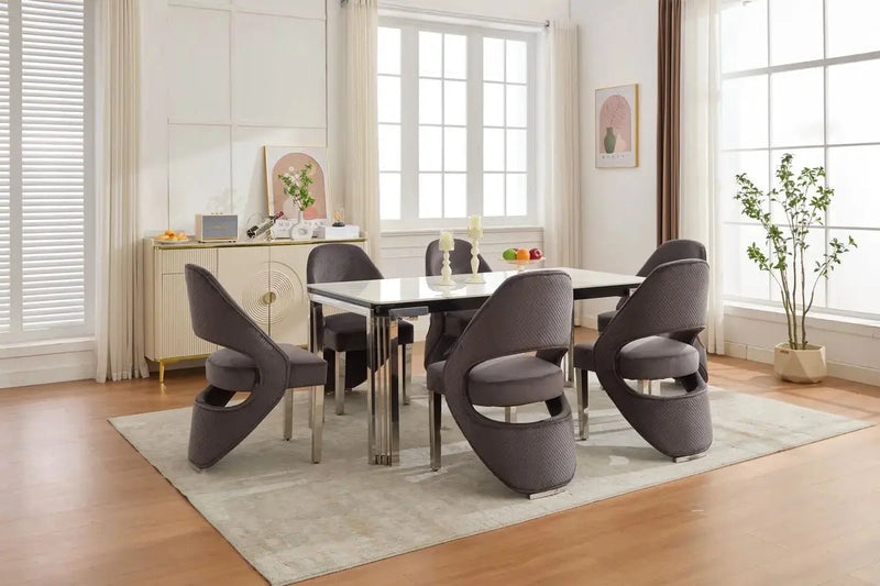 Santorini Sintered Stone Dining Table & Santorini Dining Chair Set – Modern Luxury Dining Collection Celebrity Interiors