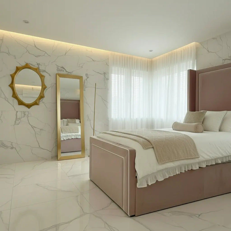 Princess Wingback Bedframe in Plush Velvet – Handcrafted UK Design