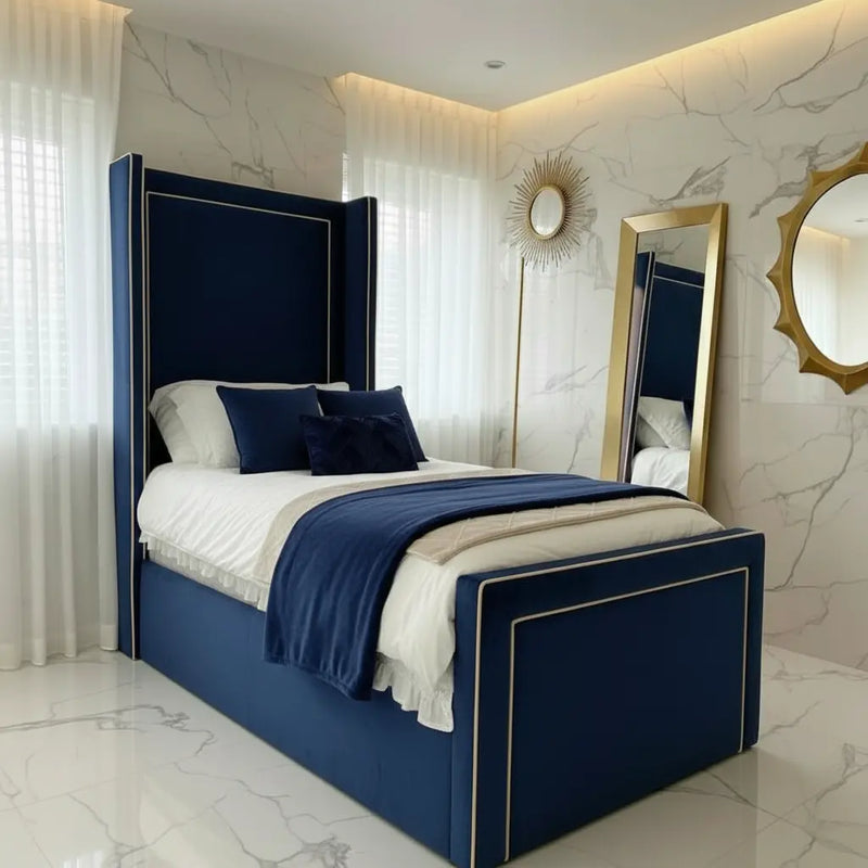 Princess Wingback Bedframe in Plush Velvet – Handcrafted UK Design