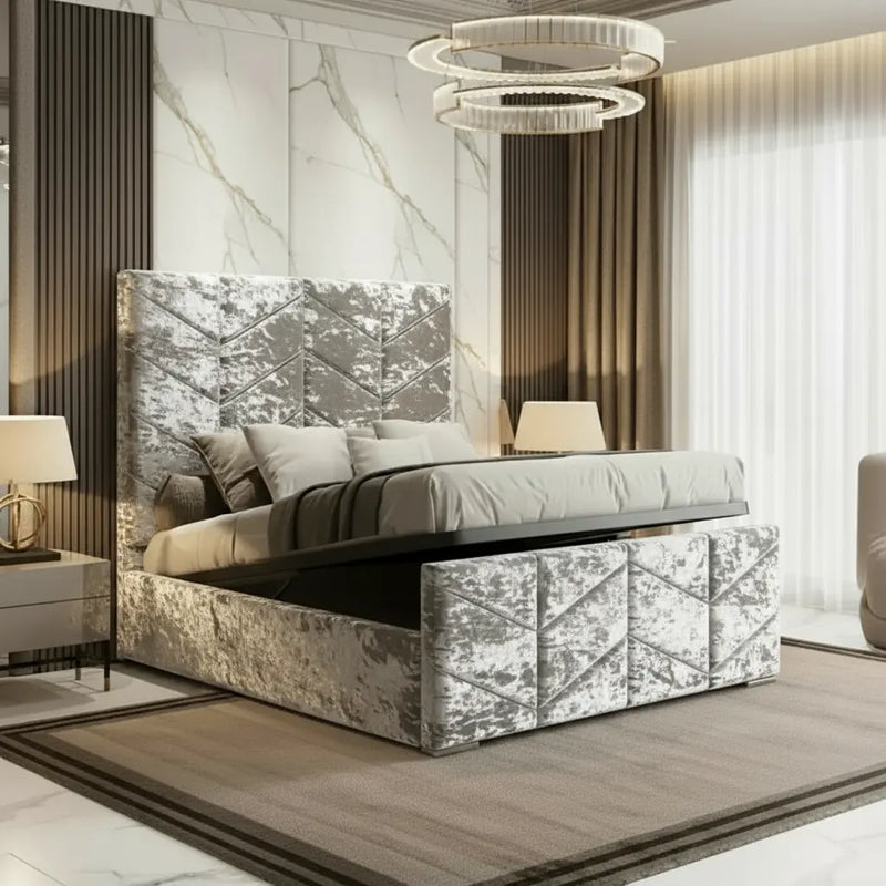 Knightsbridge Plush Velvet Ottoman Bed – Bespoke Handcrafted Design