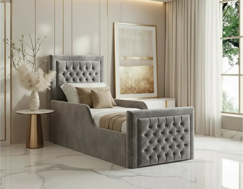 Charles Toddler Bedframe in Plush Velvet – Handcrafted Bespoke Design