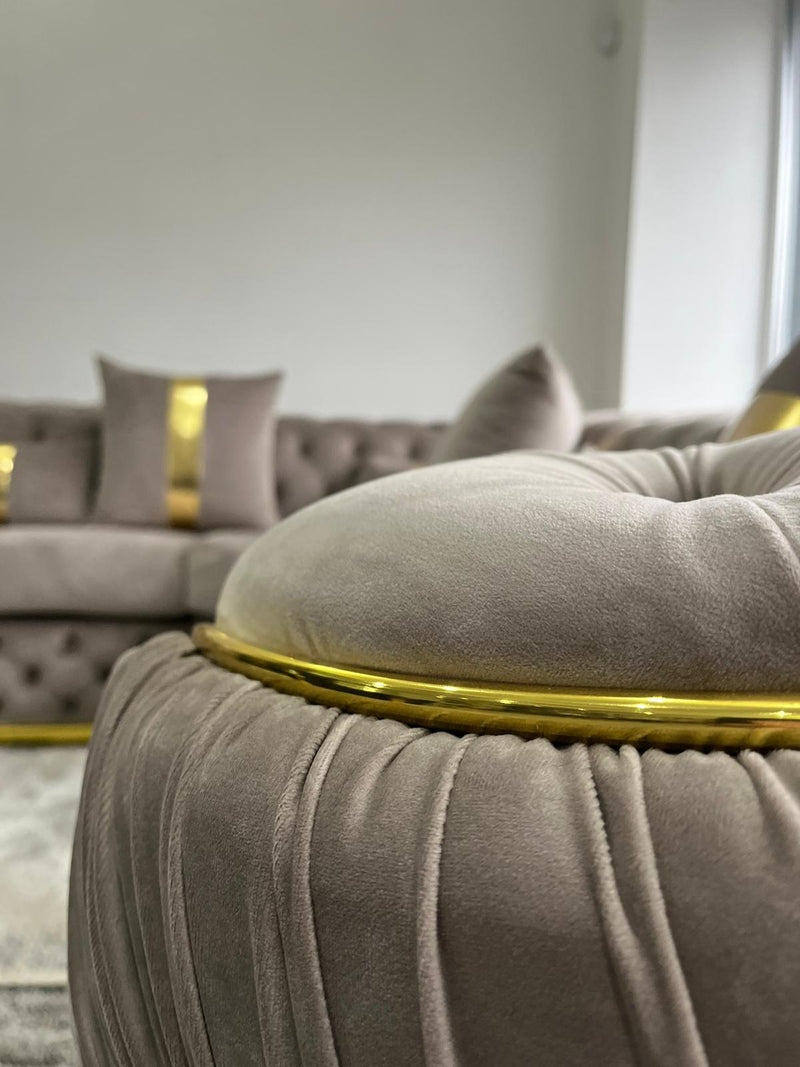 Ambassador Corner Sofa  270cm x 270cm Beige Plush Velvet