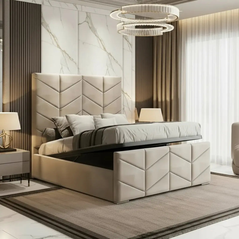 Knightsbridge Plush Velvet Ottoman Bed – Bespoke Handcrafted Design