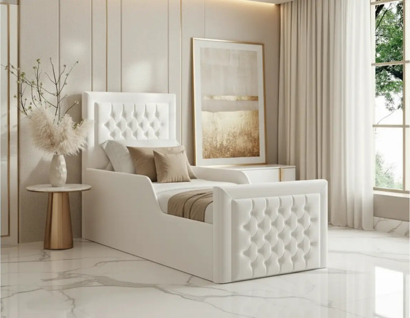 Charles Toddler Bedframe in Plush Velvet – Handcrafted Bespoke Design