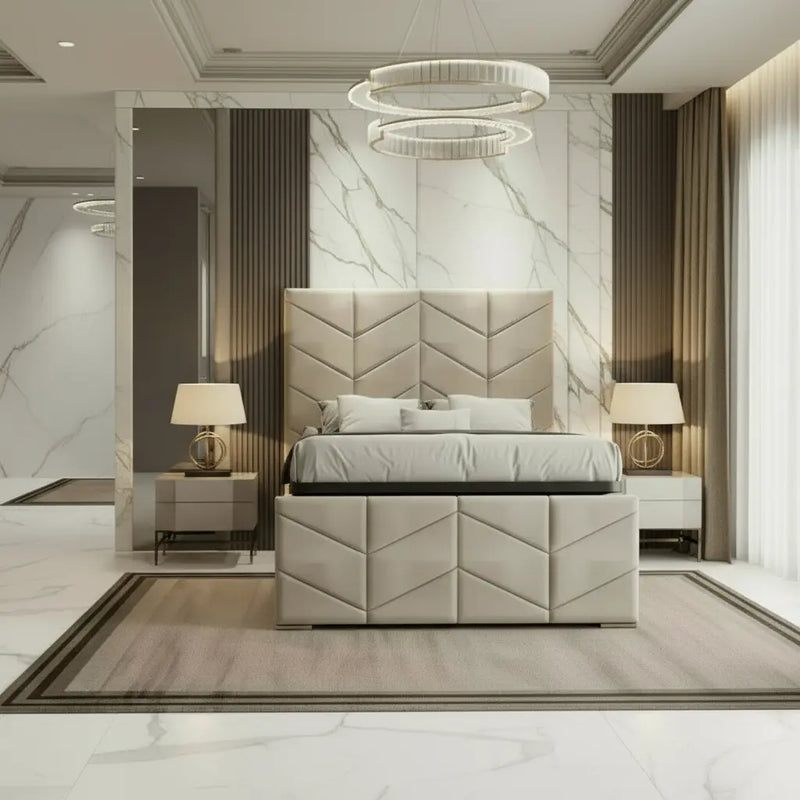 Knightsbridge Plush Velvet Ottoman Bed – Bespoke Handcrafted Design