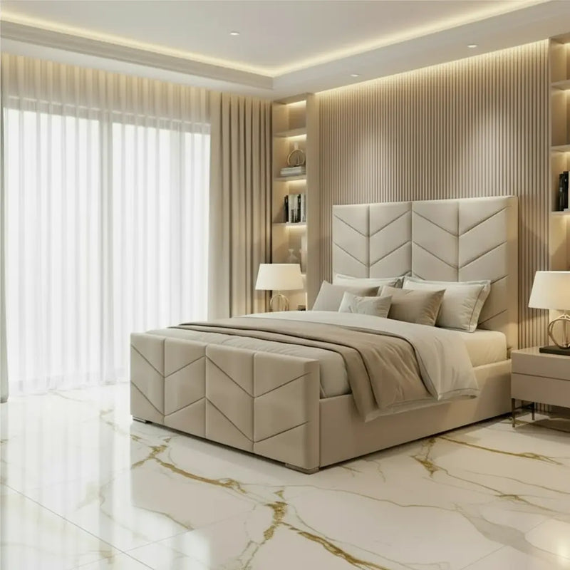 Knightsbridge Plush Velvet Ottoman Bed – Bespoke Handcrafted Design