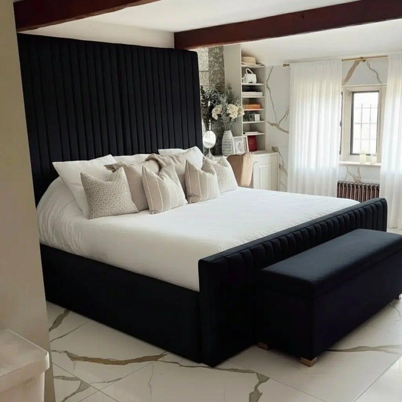 Chester Plush Velvet Panel Bed – Bespoke Handcrafted Bedstead (Made in the UK)