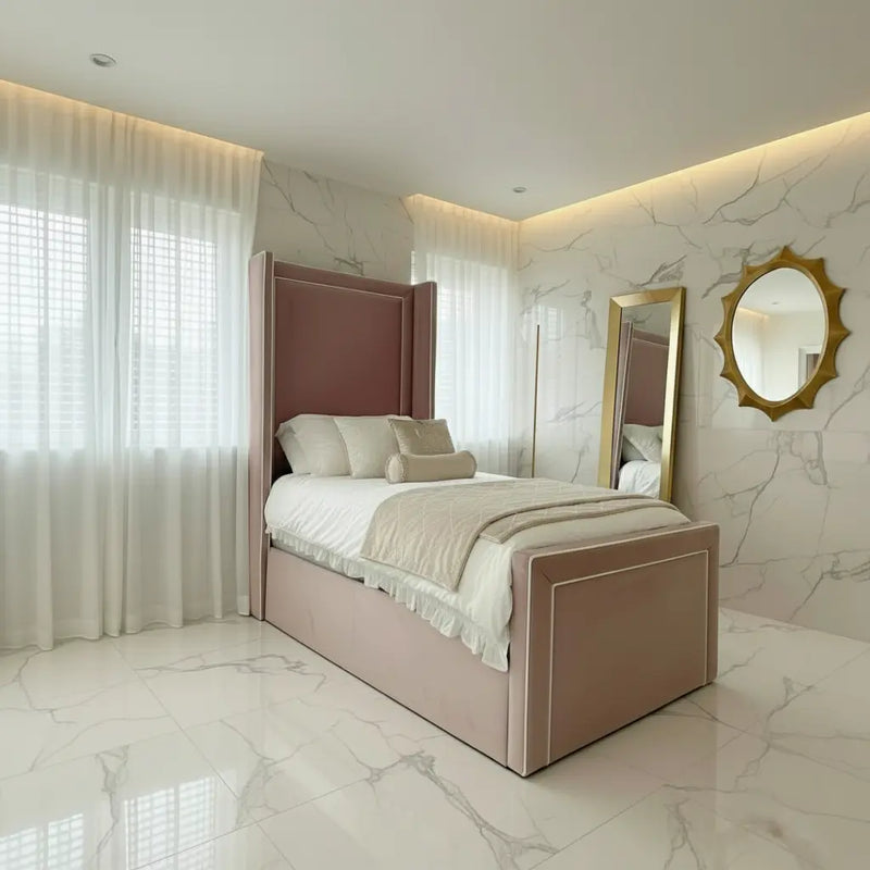 Princess Wingback Bedframe in Plush Velvet – Handcrafted UK Design