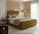 Ambassador Mirrored Bed in Plush Velvet – Bespoke Handcrafted Statement Design