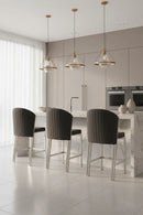 Fabio Shimmer Fabric Chrome Metal Plating Barstool