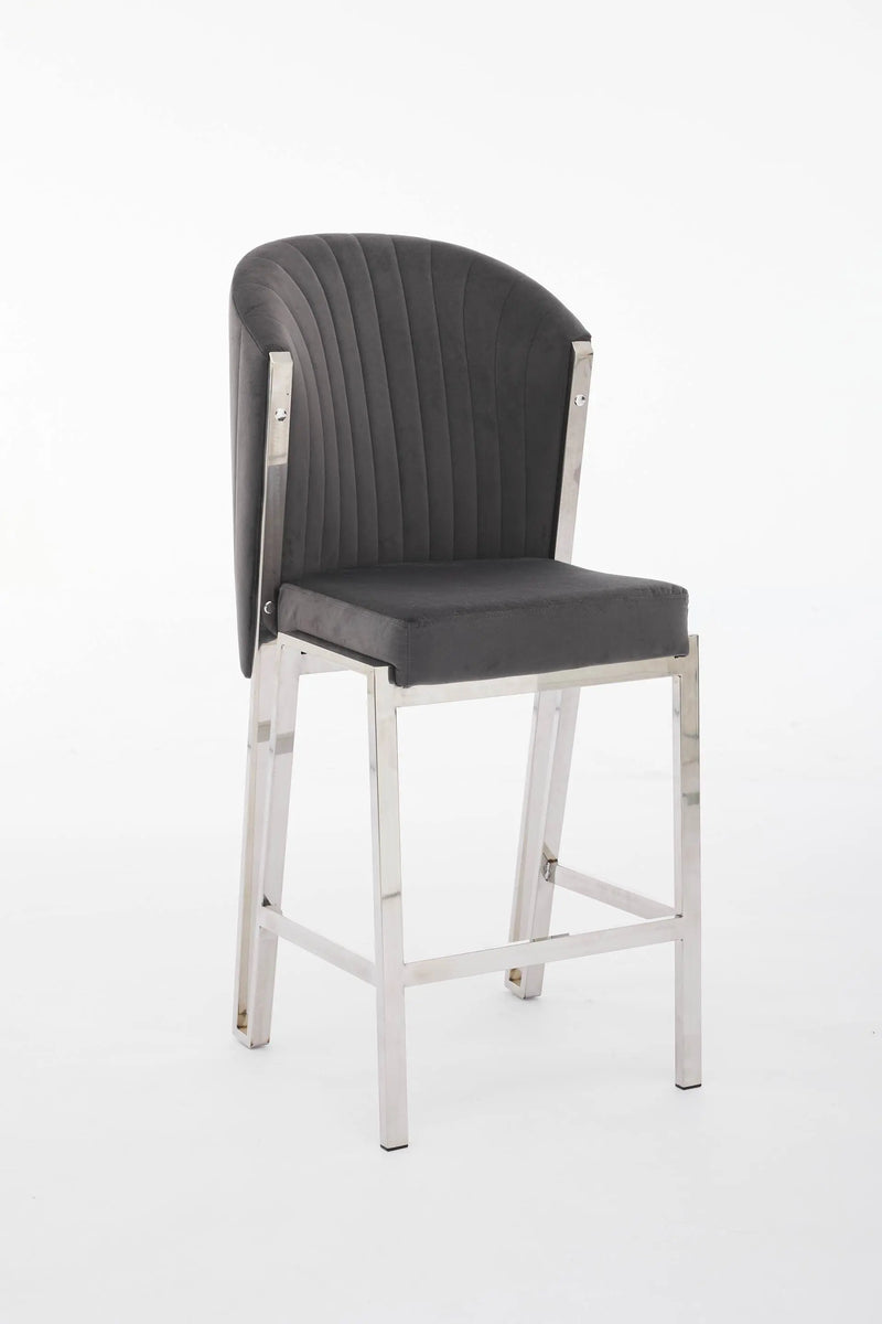 Fabio Shimmer Fabric Chrome Metal Plating Barstool