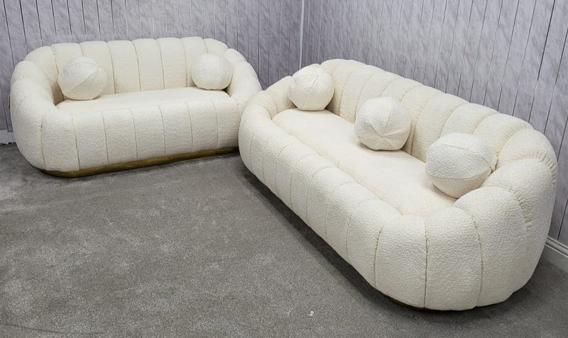 cloud sofa, boucle fabric sofa, gold trim, teddy bear fabric, comfy sofa, 