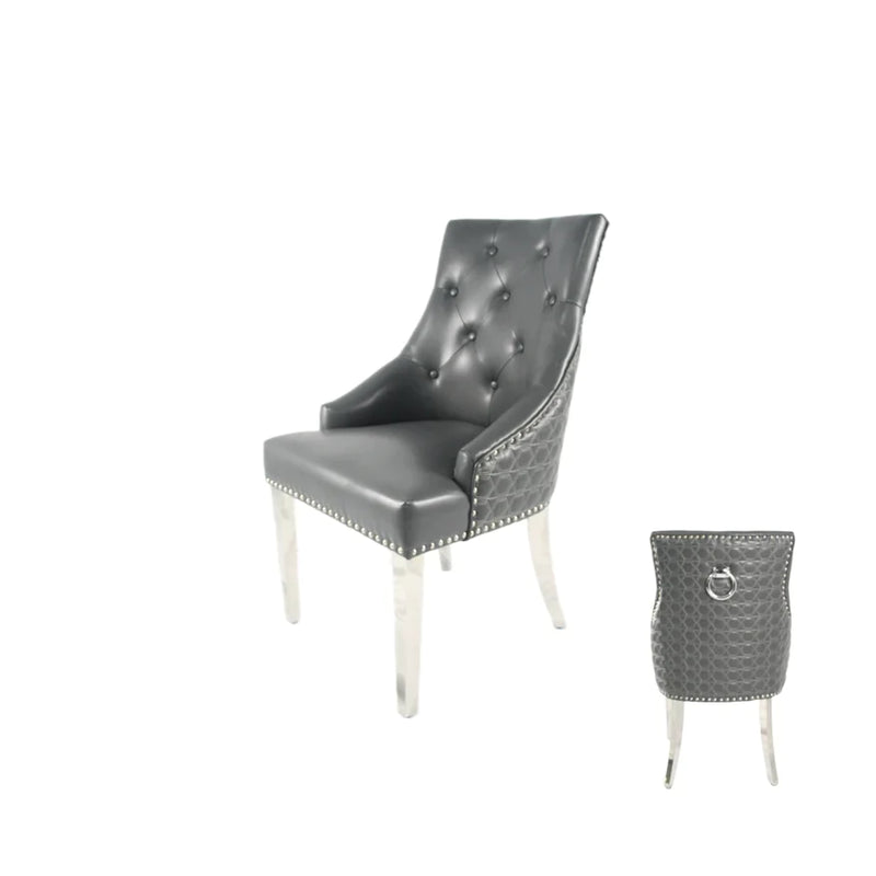 Roma PU Dark Grey Ring knocker Dining Chair