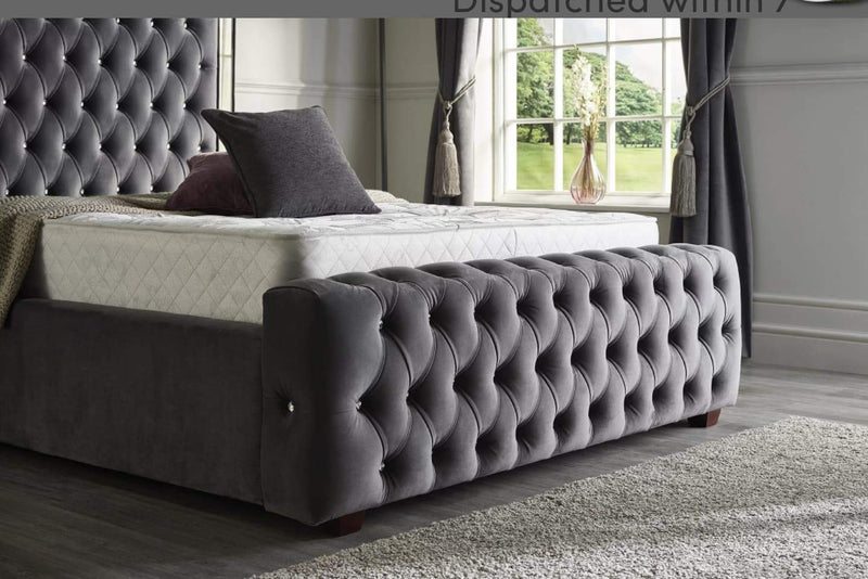 Ambassador  Mirrored Bed In Plush Velvet 