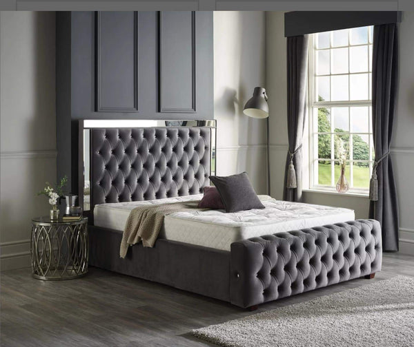 Ambassador  Mirrored Bed In Plush Velvet 