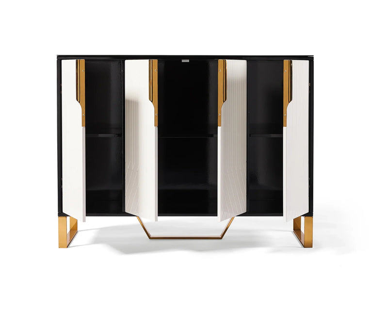 Amal Ribbed Furniture Range - Black, White & Gold Sideboard