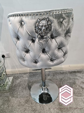 Bar stool Silver Pewter Velvet Shimmery Valentino Barstool