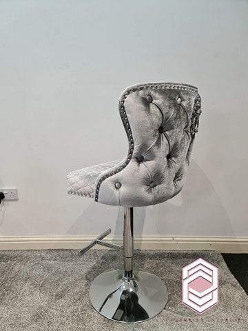 Bar stool Silver Pewter Velvet Shimmery Valentino Barstool